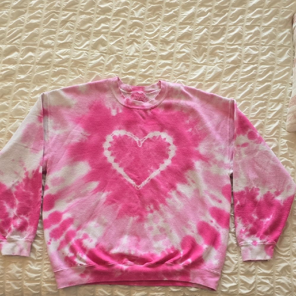 Pink Tie-Dye Heart Sweatshirt